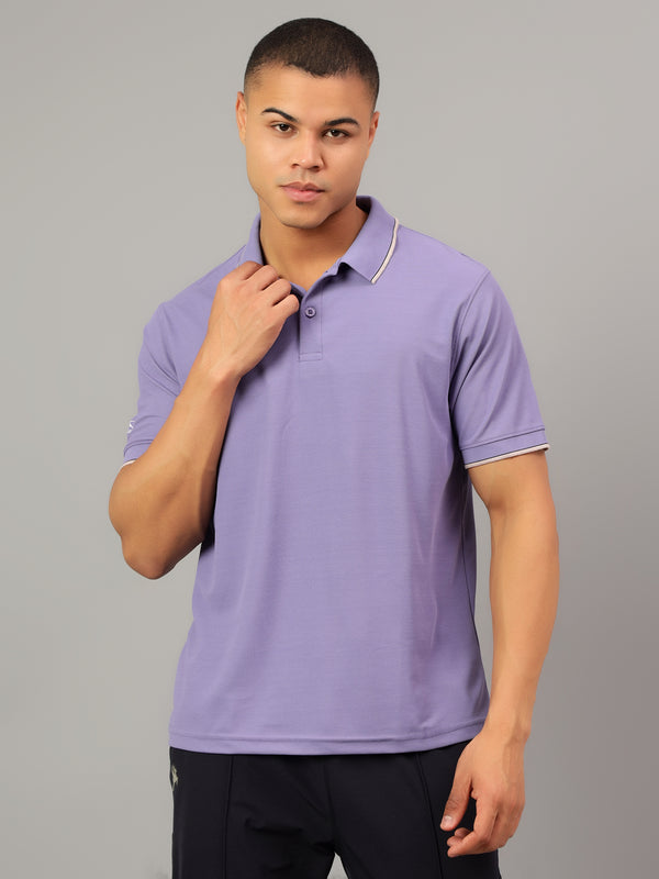 DualHue Tipped Polo T-Shirt|Purple|