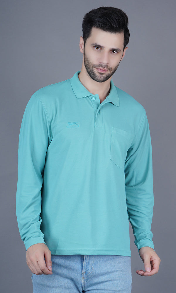 DualHue Tipped Polo T-Shirt |Seige Green|-Full Sleeve