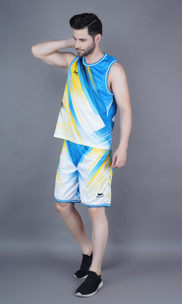 Pro Court Basketball Set|Cyan/Yellow/White|