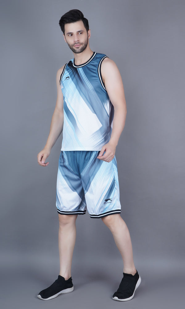 Pro Court Basketball Set|Sky/D.Grey/White|