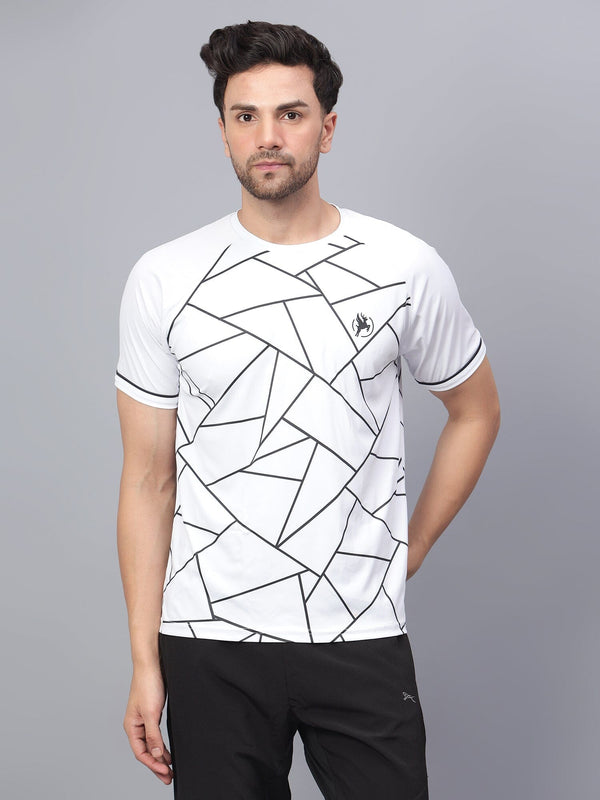 Geometric Print Performance Jersey White/Black - trenz