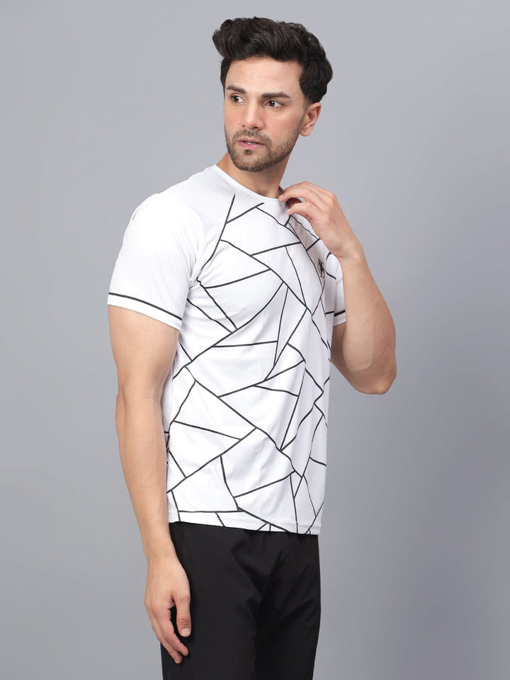 Geometric Print Performance Jersey White/Black - trenz