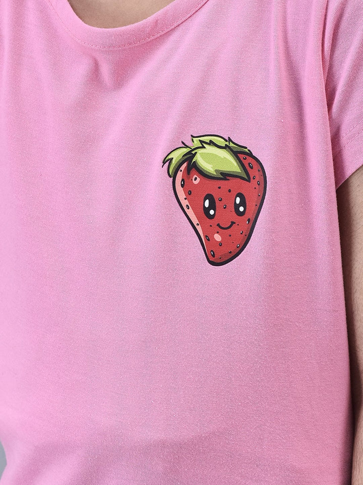 Printed Cotton Cute Fruits Tshirt - trenz
