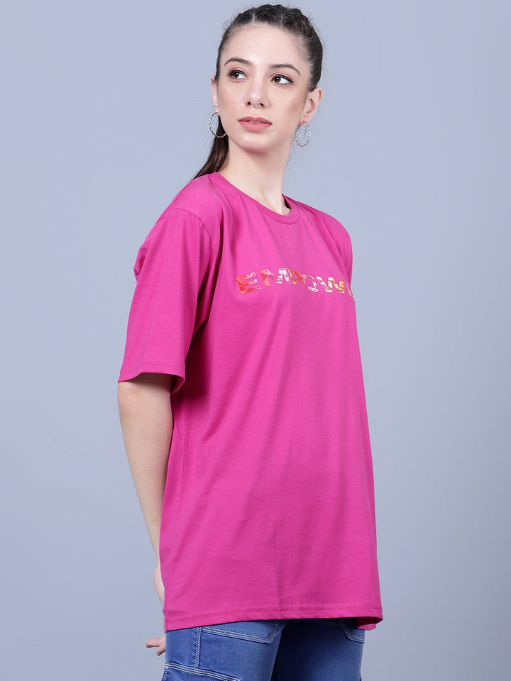 Typography Printed Oversized T-Shirt - trenz