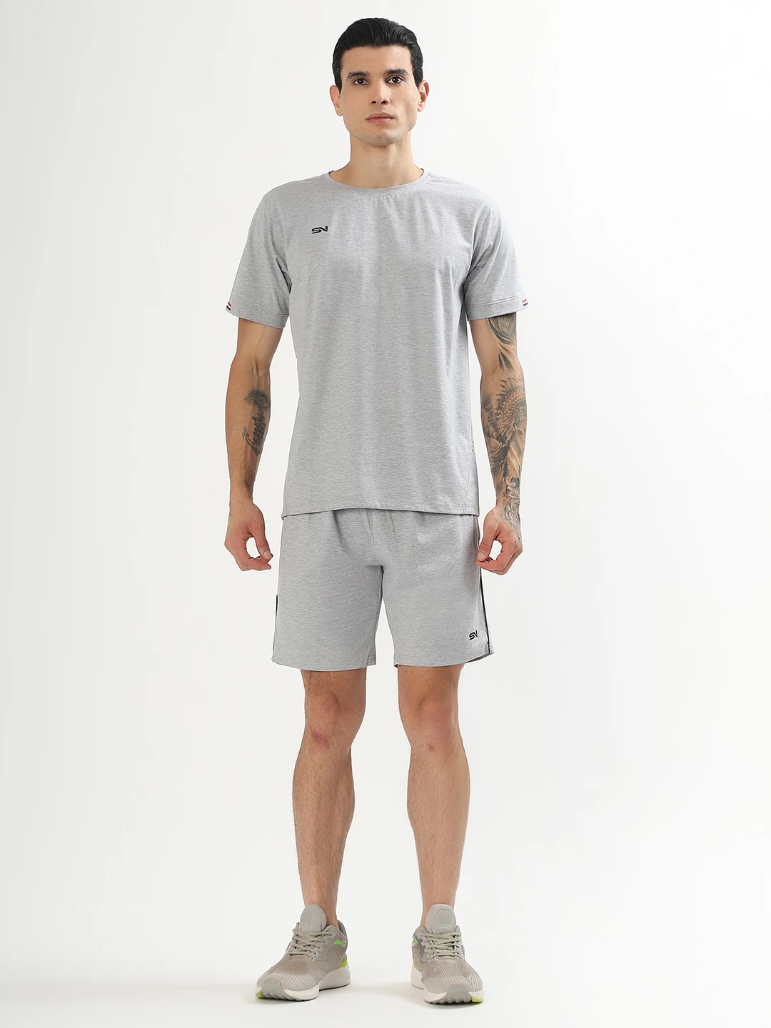 Men's Light Grey Athletic Co Ord Set for Men Workout Wear