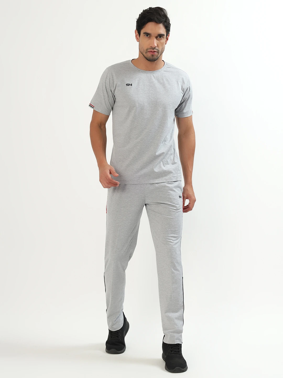 Men's Light Grey Athletic Co Ord Set for Men Workout Wear