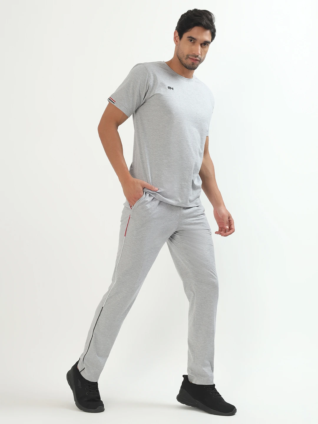 Men's Light Grey Athletic Co Ord Set for Men Workout Wear