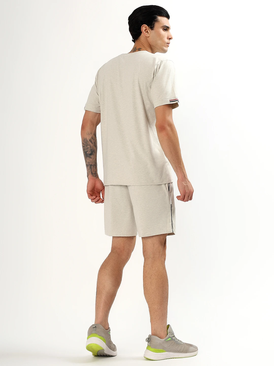 Men's Beige White Gym Wear Co Ord Set for Men Online