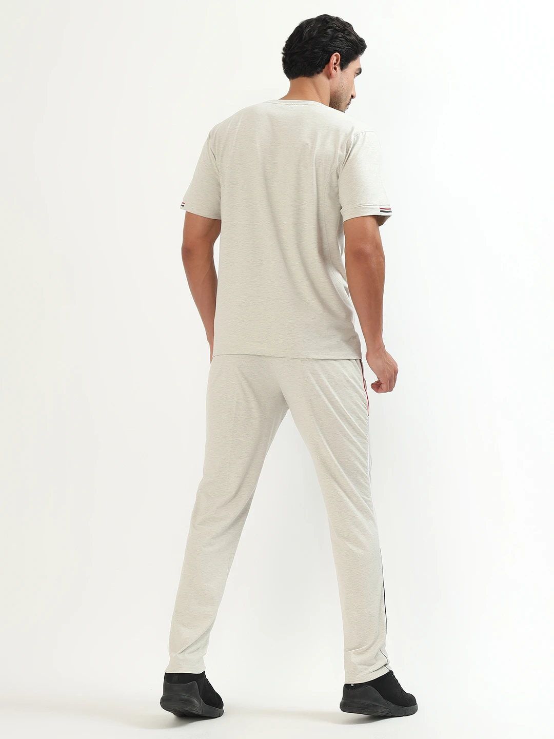 Men's Beige White Gym Wear Co Ord Set for Men Online
