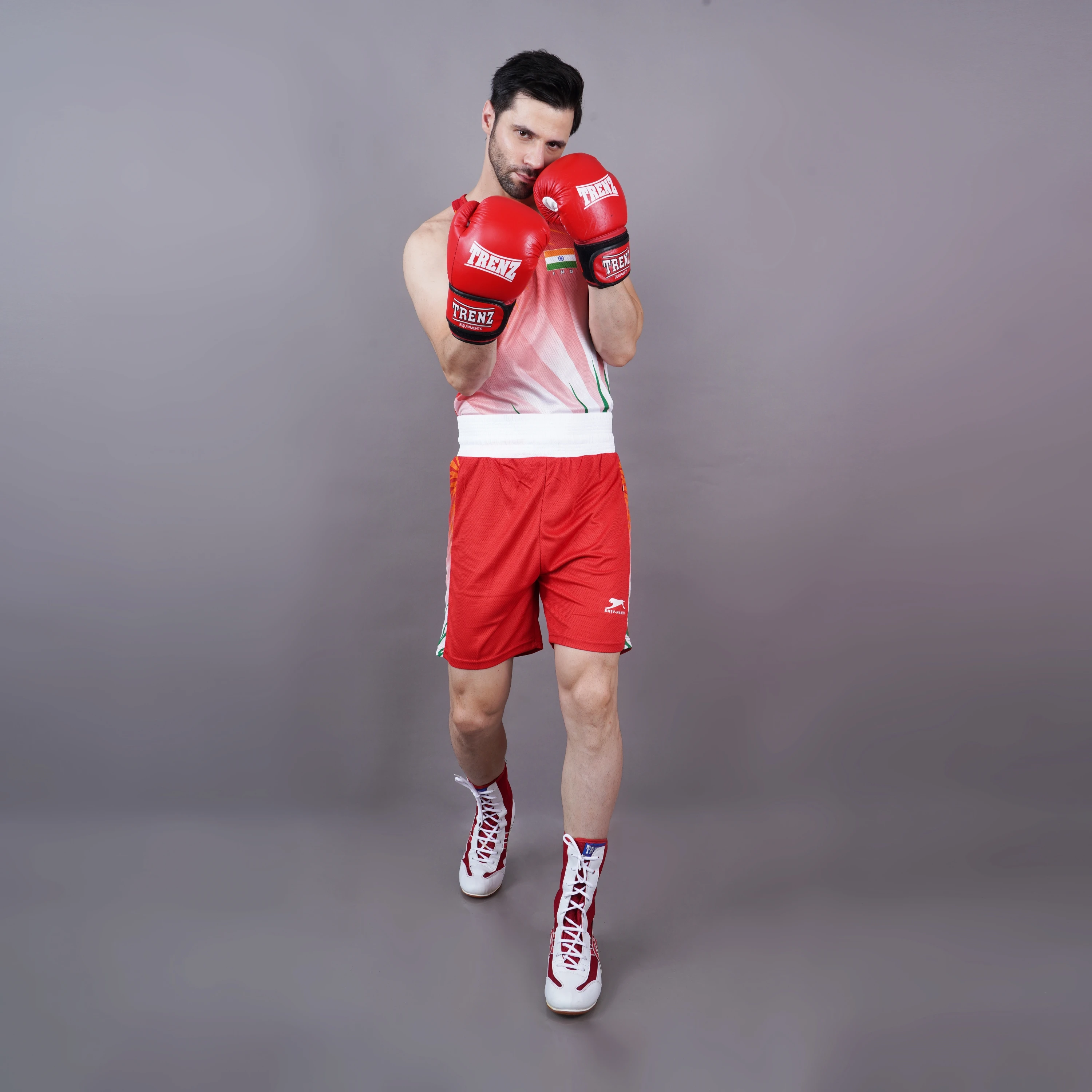 Shiv Naresh Tricolor Warrior Boxing Set Red for Men